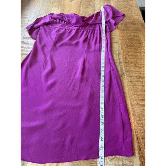 Jenny Han Women's Pink Silk Dress One Shoulder Ruffle Accent Small - Picture 13 of 13